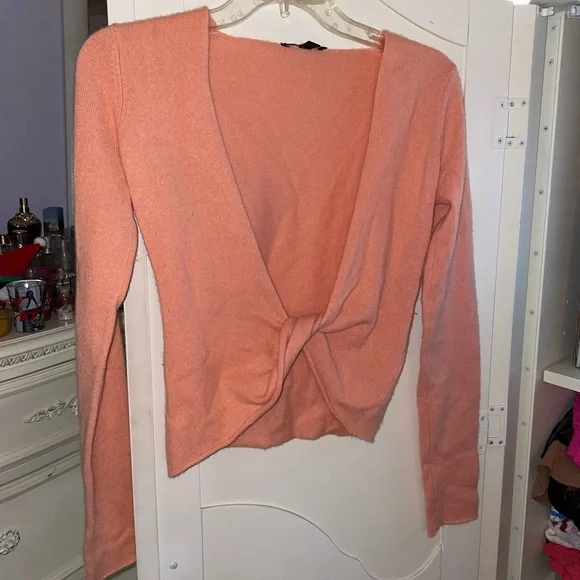 Orange cashmere bebe twist front sweater - Picture 2 of 7